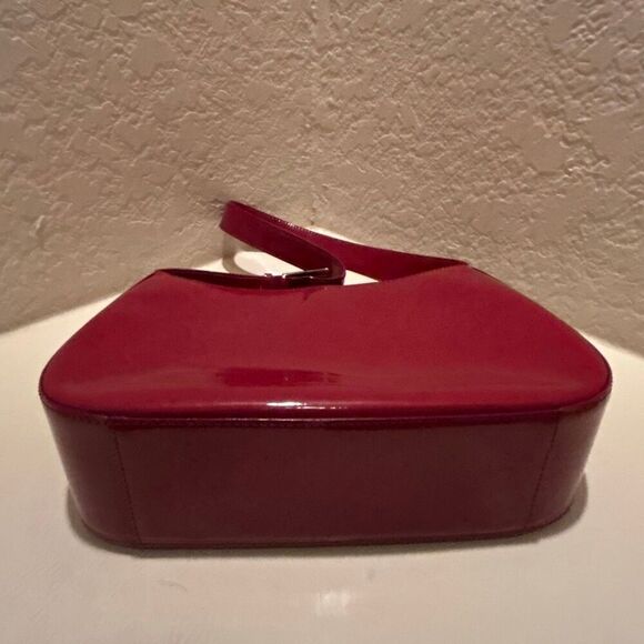 Furla Patent Leather Shoulder Bag Purse Red Buckle Strap Fall Winter Statement - Picture 5 of 15
